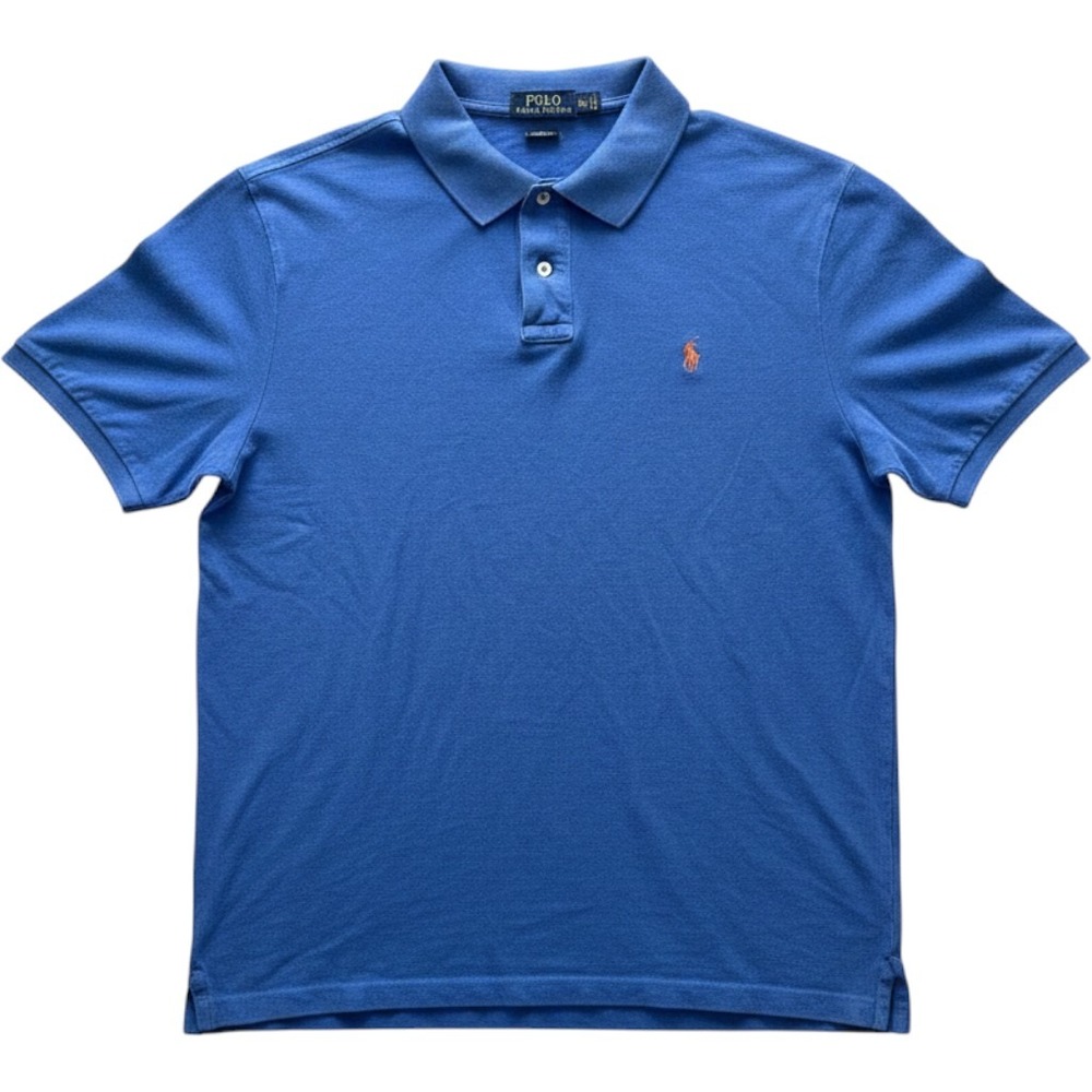 Polo Ralph Lauren XXL Classic Fit Blue Shirt Orange Polo Player Embroidery